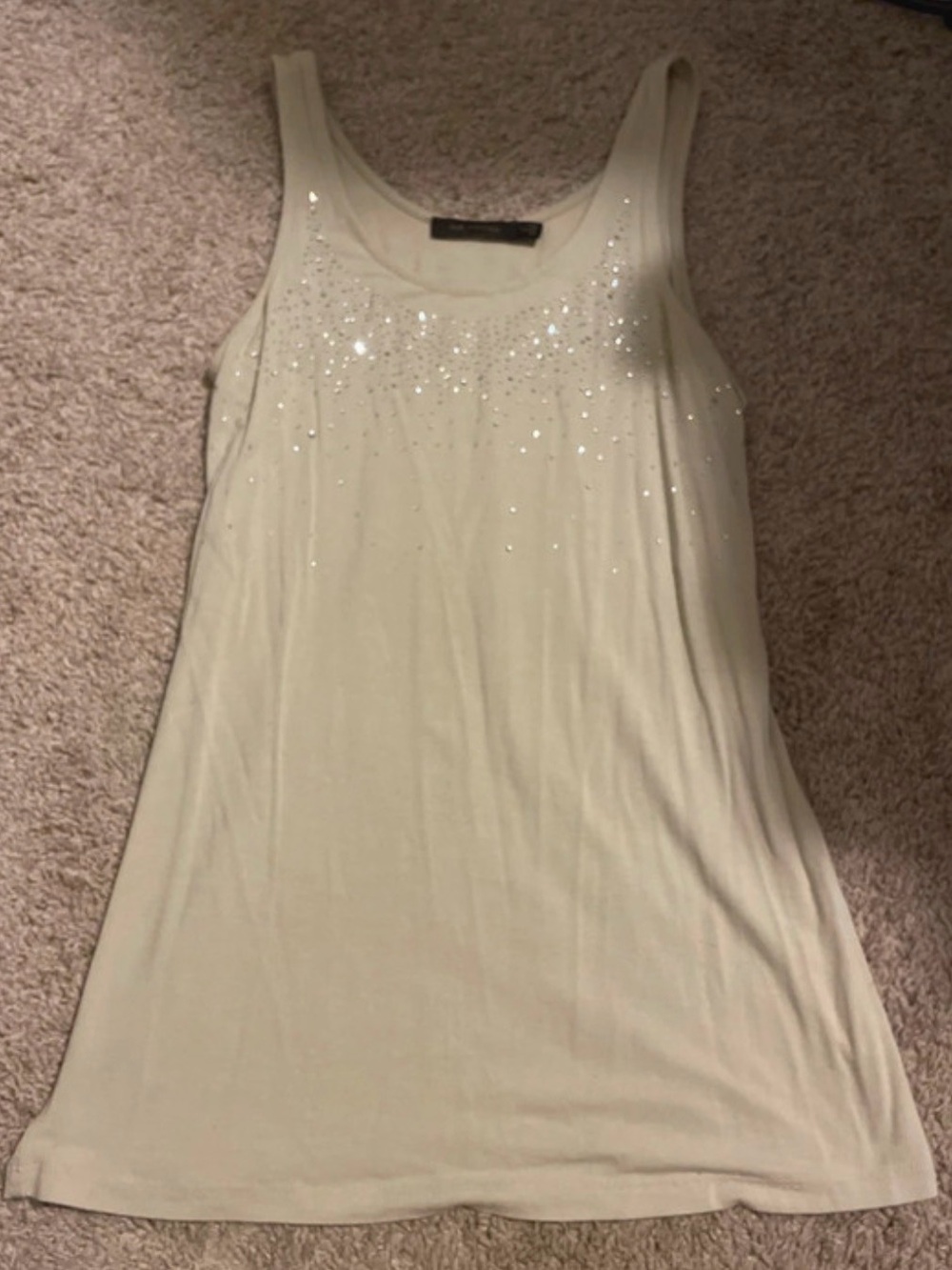 The Limited Women's Cream Tank Top with Rhinestone Sparkle Detail